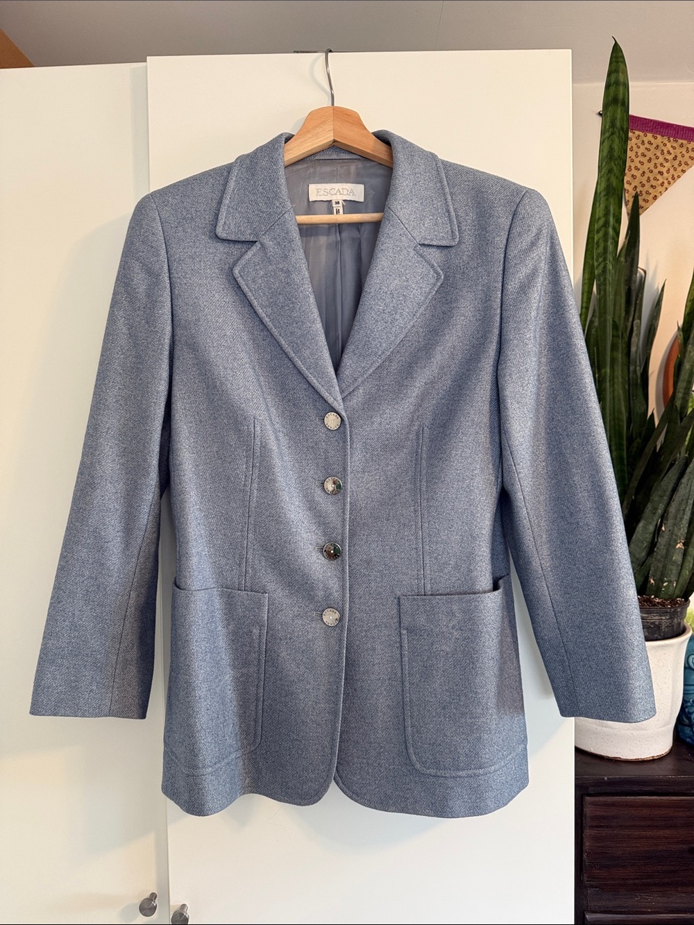 Escada Powder Blue Tailored Silk and Cashmere blend
